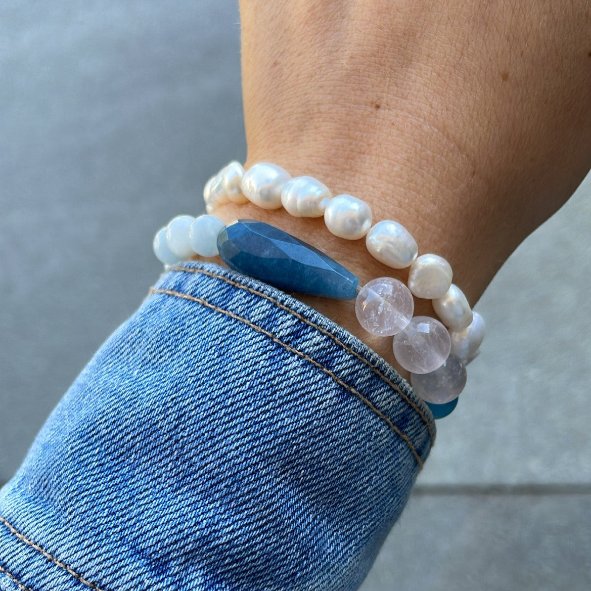 Pearl bracelet - Blue/White