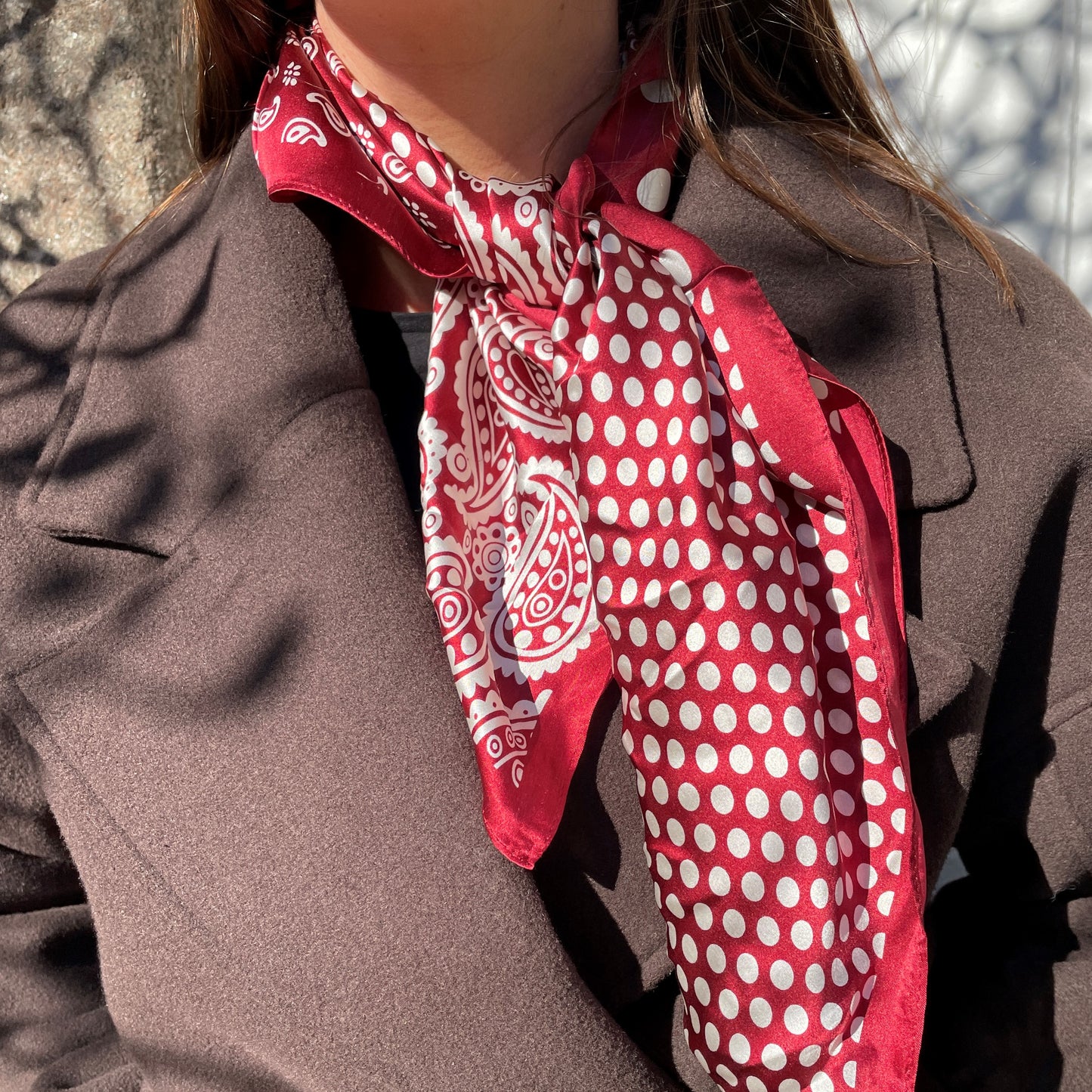 Silk scarf - Red/White