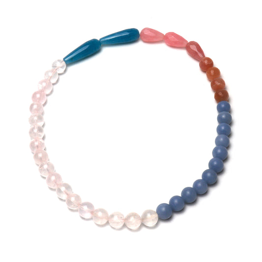 Pearl necklace - Blue/Rose