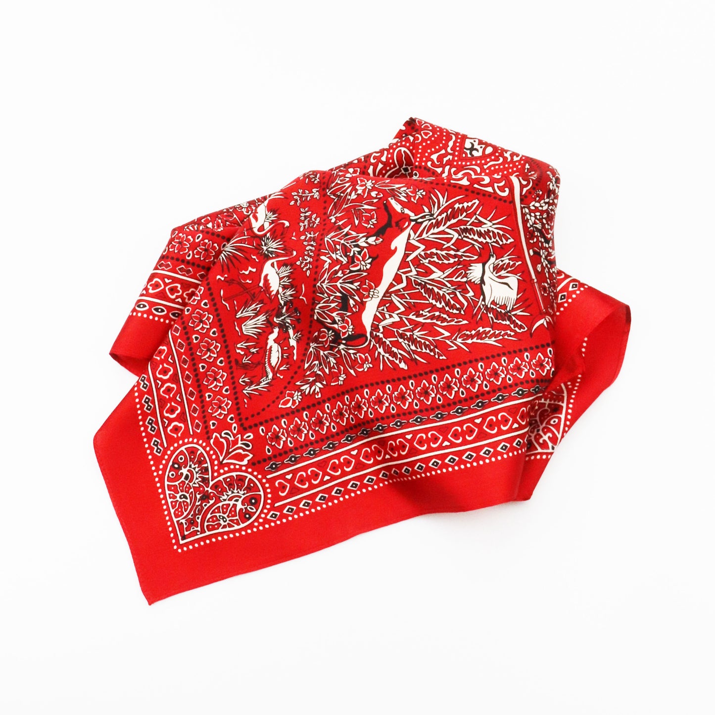 Silk scarf - Red/White/Black